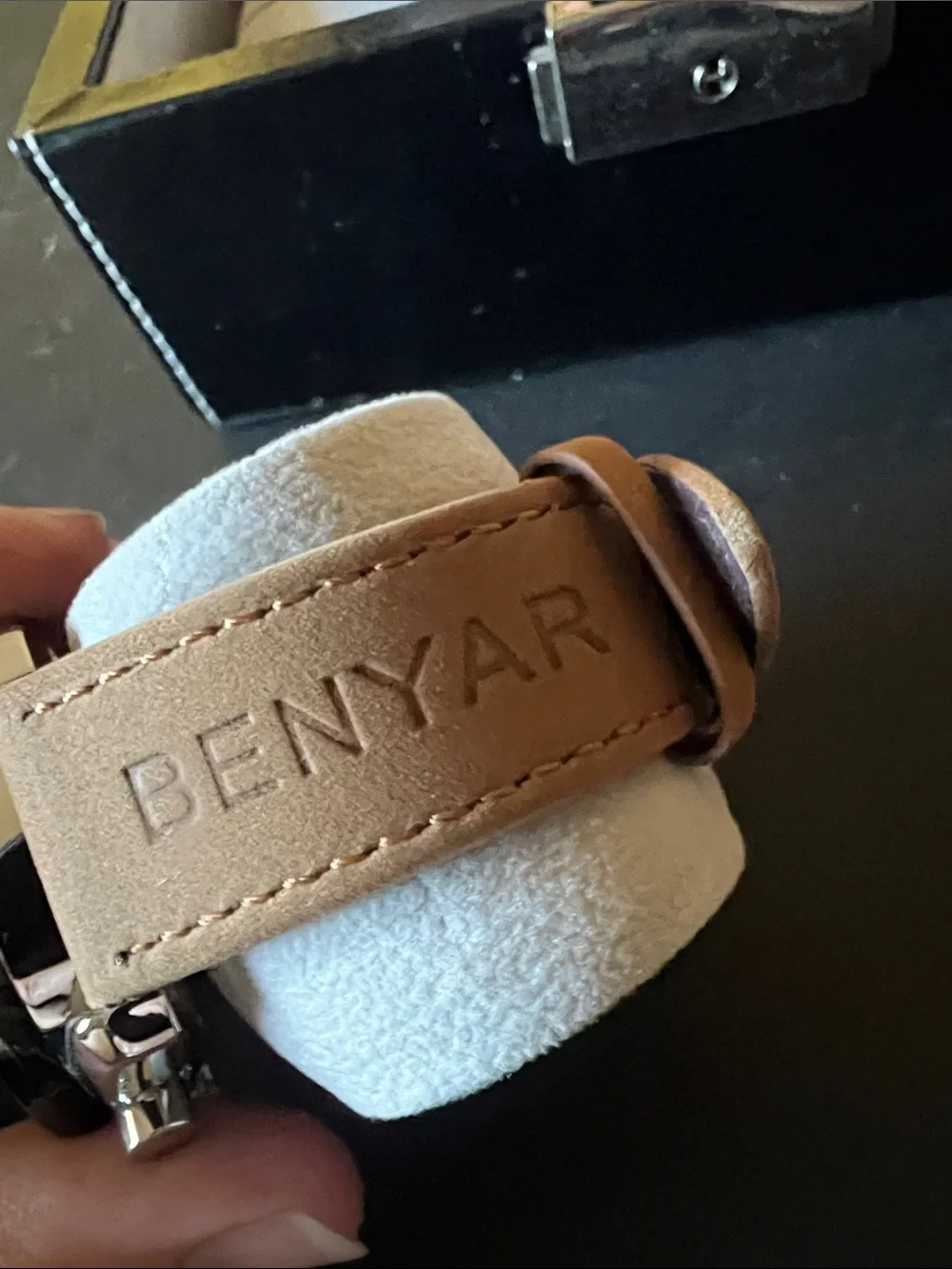 Benyar Mens Watches Quartz Movement Chronograph Leather Strap 30M Waterproof